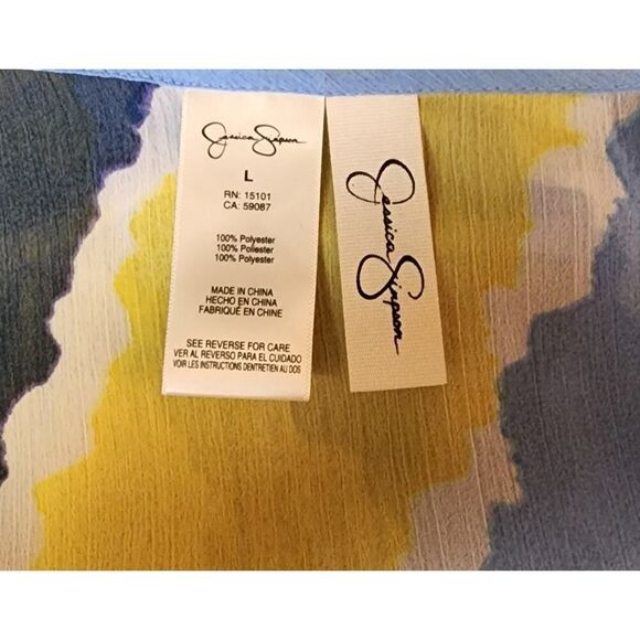 Jessica Simpson Smooth Sailing V-Neck Swimsuit blue/yellow Size Large L Cover-Up - Picture 7 of 7